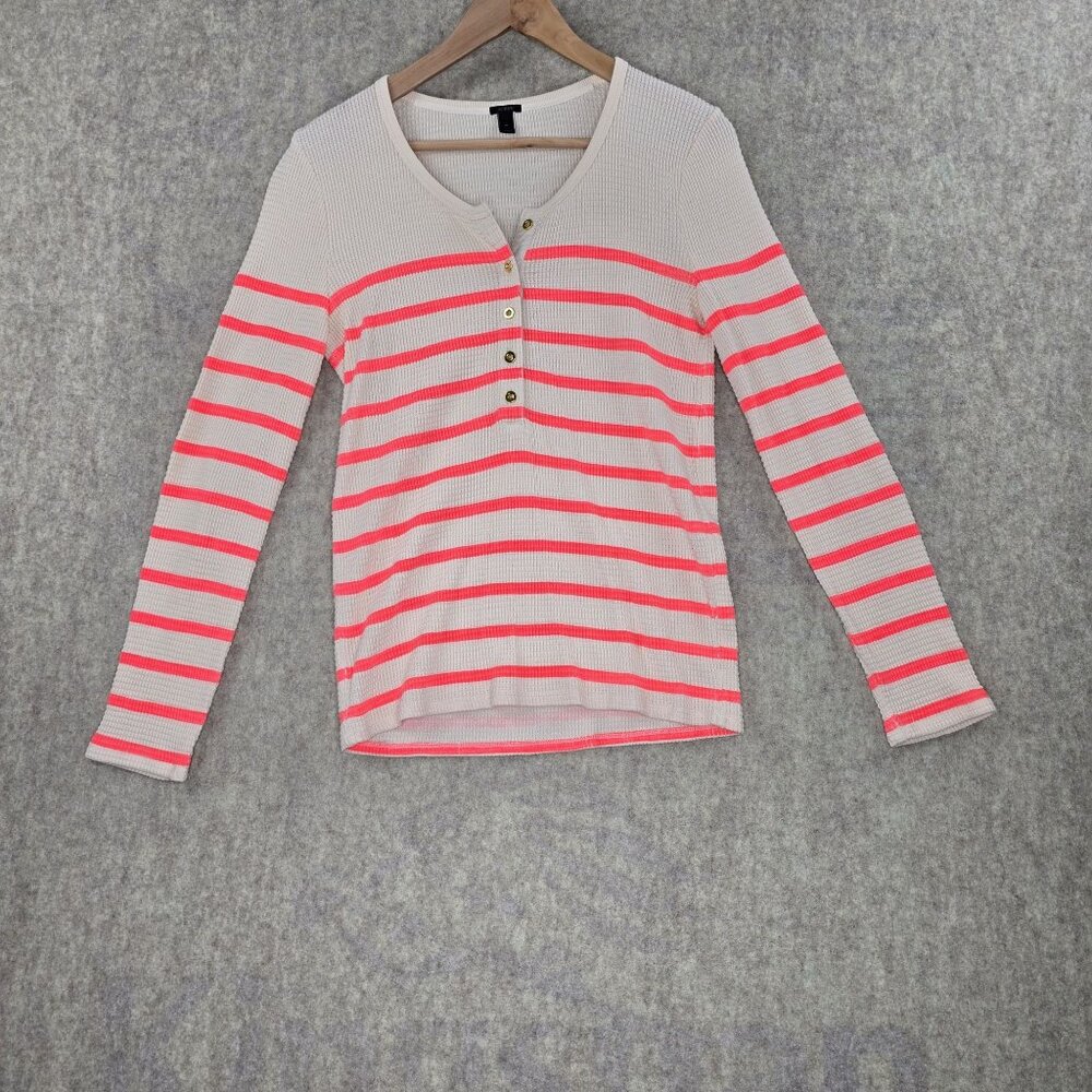 J.Crew Womens Medium Striped Long Sleeve Henley Top